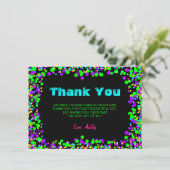 NeonglühenConfetti des Bonbon-16 Dankeskarte (Stehend Vorderseite)