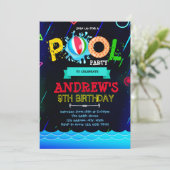 Neonglühende Party Einladung (Stehend Vorderseite)