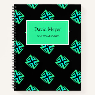 Neongrün abstrakte Form schwarz Notizblock