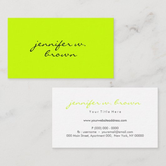 Neongrün einfach visitenkarte (Vorne/Hinten)
