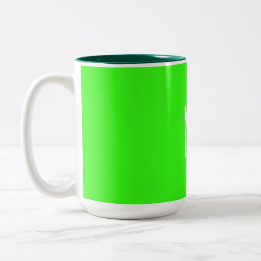 Neongrün - Monogramm hinzufügen Zweifarbige Tasse (Links)