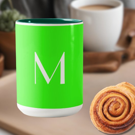 Neongrün - Monogramm hinzufügen Zweifarbige Tasse