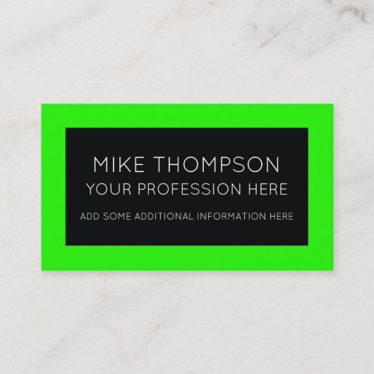 Neongrün und schwarz, modern visitenkarte (Vorderseite)