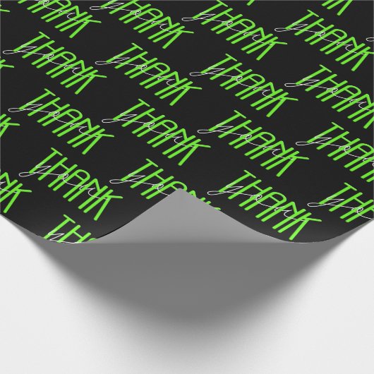 Neongrün und Weiß danke, dass Sie unterschreiben Geschenkpapier (Ecke)