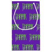 Neongrün und Weiß danke Kleine Geschenktüte (Rückseite)