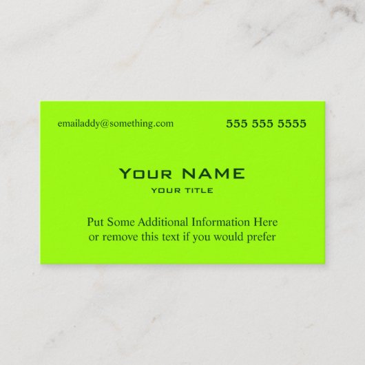 Neongrün Visitenkarte (Vorderseite)