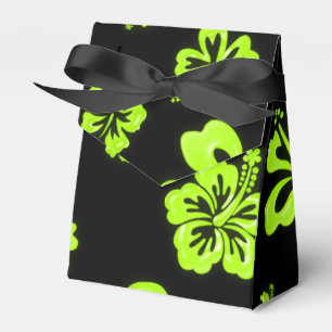 Neongrüne gelbe Hibiskus-Blumen-Partygeschenkbox Geschenkschachtel