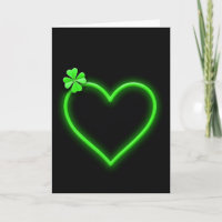 Neongrüne Glückskarte mit Herz