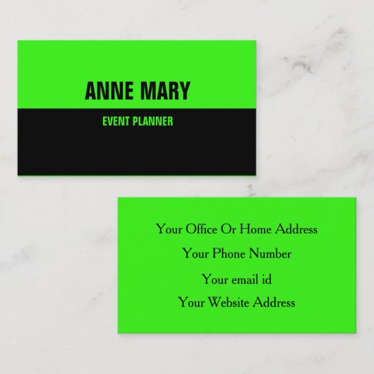 Neongrüne, helle, benutzerdefinierte Doppelfarbe Visitenkarte (Vorne/Hinten)