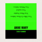 Neongrüne, leuchtend farbige Doppelfarbe Visitenkarten (Außenseite Aufgefaltet)