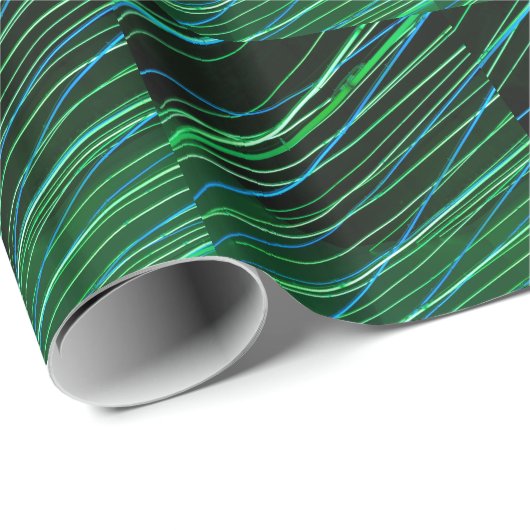 Neongrüne Linien Geschenkpapier (Rolleneckpunkt)