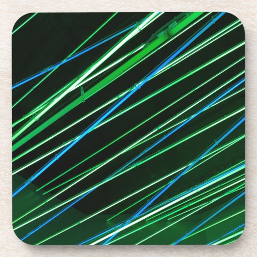Neongrüne Linien Getränkeuntersetzer (Vorderseite)