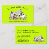 Neongrüne Pferdekuh Schafhund Katze Bird Tier Haus Visitenkarte (Vorne/Hinten)