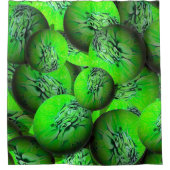 Neongrüne Planeten - Muster in 3D-Optik Duschvorhang (Vorderseite)