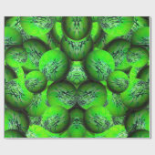 Neongrüne Planeten - Muster in 3D-Optik Geschenkpapier (Flach)