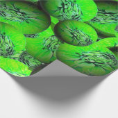 Neongrüne Planeten - Muster in 3D-Optik Geschenkpapier (Ecke)