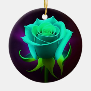 Neongrüne Rose Keramik Ornament