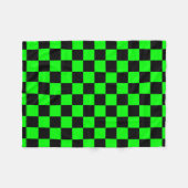 Neongrüne schwarze Schachbretter Fleecedecke (Vorderseite (Horizontal))