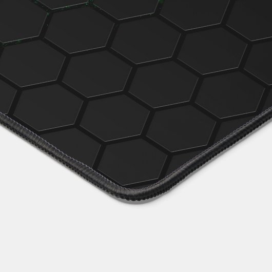 Neongrüne, schwarze Wabengeometrie Monogram Schreibtischunterlage (Ecke)