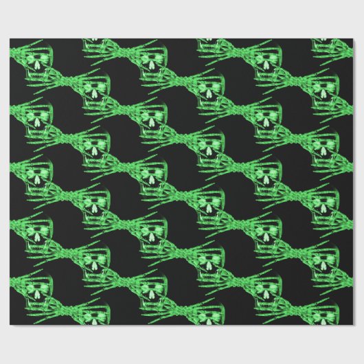 Neongrüne Skelettverpackung Geschenkpapier (Flach)