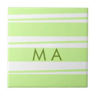 Neongrüne Streifen griechische Musterbuchstaben Mo Fliese