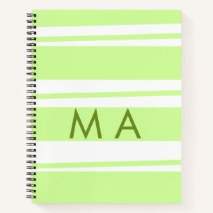 Neongrüne Streifen griechische Musterbuchstaben Mo Notizblock