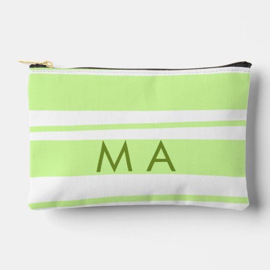 Neongrüne Streifen griechische Musterbuchstaben Mo Zubehörtasche (Vorderseite)