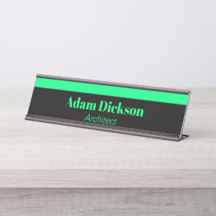Neongrüne Streifen schwarz Schreibtischnamensplakette
