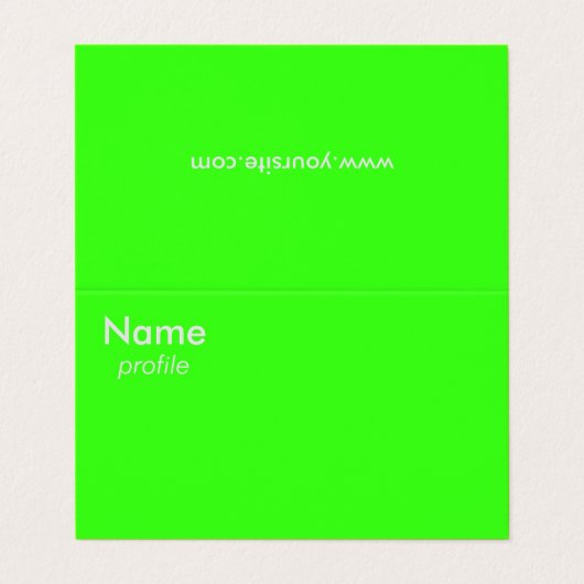 Neongrüne Visitenkarte Visitenkarten (Außenseite Aufgefaltet)