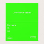 Neongrüne Visitenkarte Visitenkarten (Innenseite Aufgefaltet)