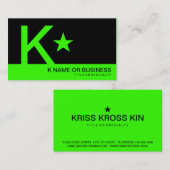 Neongrüner Monogramm-Stern Visitenkarte (Vorne/Hinten)