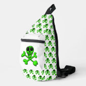 Neongrüner Schädel Crossbody Bag (Rechte Ecke)