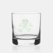 Neongrüner Schädel Whiskyglas (Rückseite)