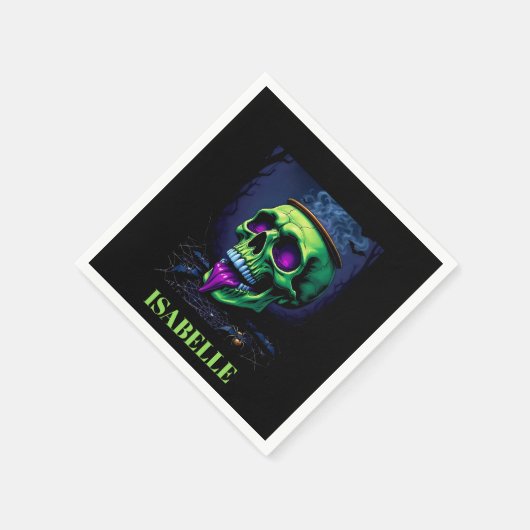 Neongrüner Spuk Schädel, gotischer Halbabend Serviette (Ecke)