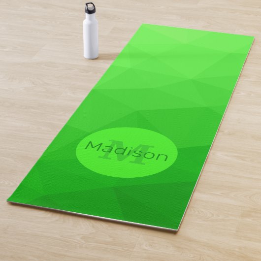 Neongrünes geometrisches Maschenmuster Monogram Yogamatte (Beispiel)