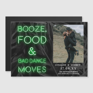 Neongrünes lässiges Palmenblatt Save the Date Foto Magnetkarte