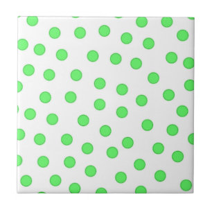 Neongrünes Polka-Punkte-Muster Fliese
