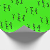 Neongrünes Umhüllungspapier | Personalisierbarer T Geschenkpapier (Ecke)
