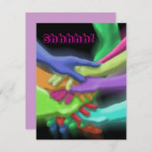 NEONHANDS STACKEN ÜBERRASCHENDE SHHH-PARTY EINLADU EINLADUNG (Vorne/Hinten)