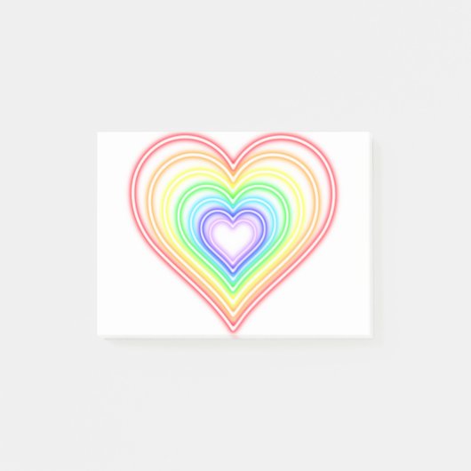 Neonherz - Regenbogen Post-it Klebezettel (Vorderseite)
