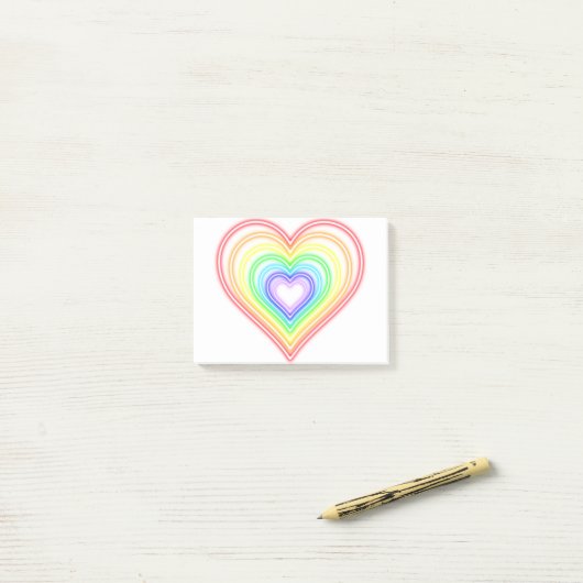 Neonherz - Regenbogen Post-it Klebezettel (Auf Schreibtisch)