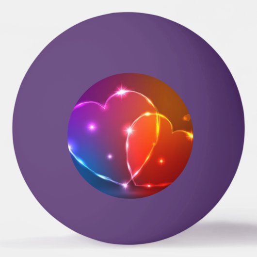 Neonherzen Valentinstag Tischtennisball (Rückseite)