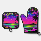 Neonight Beachscape Ofenhandschuh & Topflappen-Set (Vorderseite)