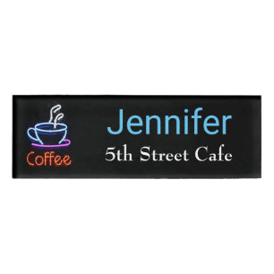 Neonkaffee-Zeichen-Angestellt-Namensschild Namenschild