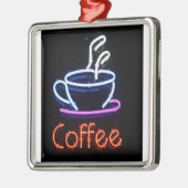 Neonkaffee-Zeichen auf Schwarzem Silbernes Ornament (Links)