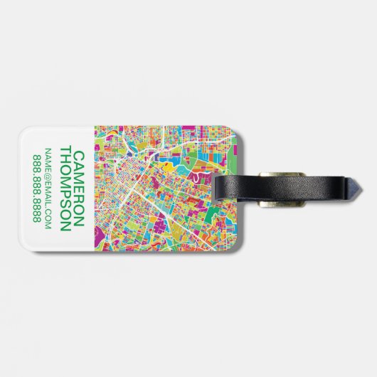 Neonkarte Houstons, Texas | Gepäckanhänger (Rückseite horizontal)