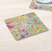 Neonkarte Houstons, Texas | Rechteckiger Pappuntersetzer (angewinkelt)