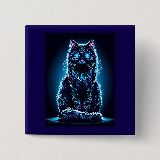 Neonkatze Lebendiger Hintergrund-97948 Button (Vorderseite)