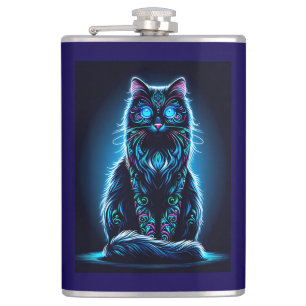 Neonkatze Lebendiger Hintergrund-97948 Flachmann