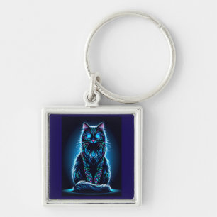 Neonkatze Lebendiger Hintergrund-97948 Schlüsselanhänger
